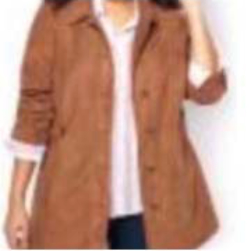 TRENCH COAT, FAUX SUEDE, MOCHA BISQUE (Brown), SIZE 4X, FRONT BUTTONS, POCKETS,